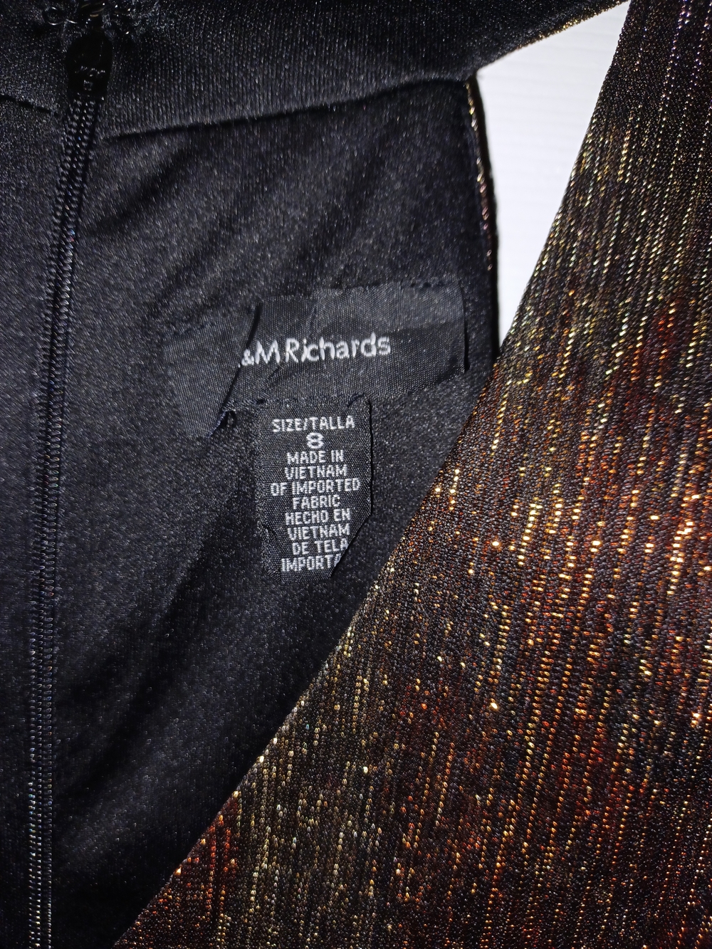 R.M. Richards Elegant Multicolor V-Neck Maxi Dress - Picture 2 of 3